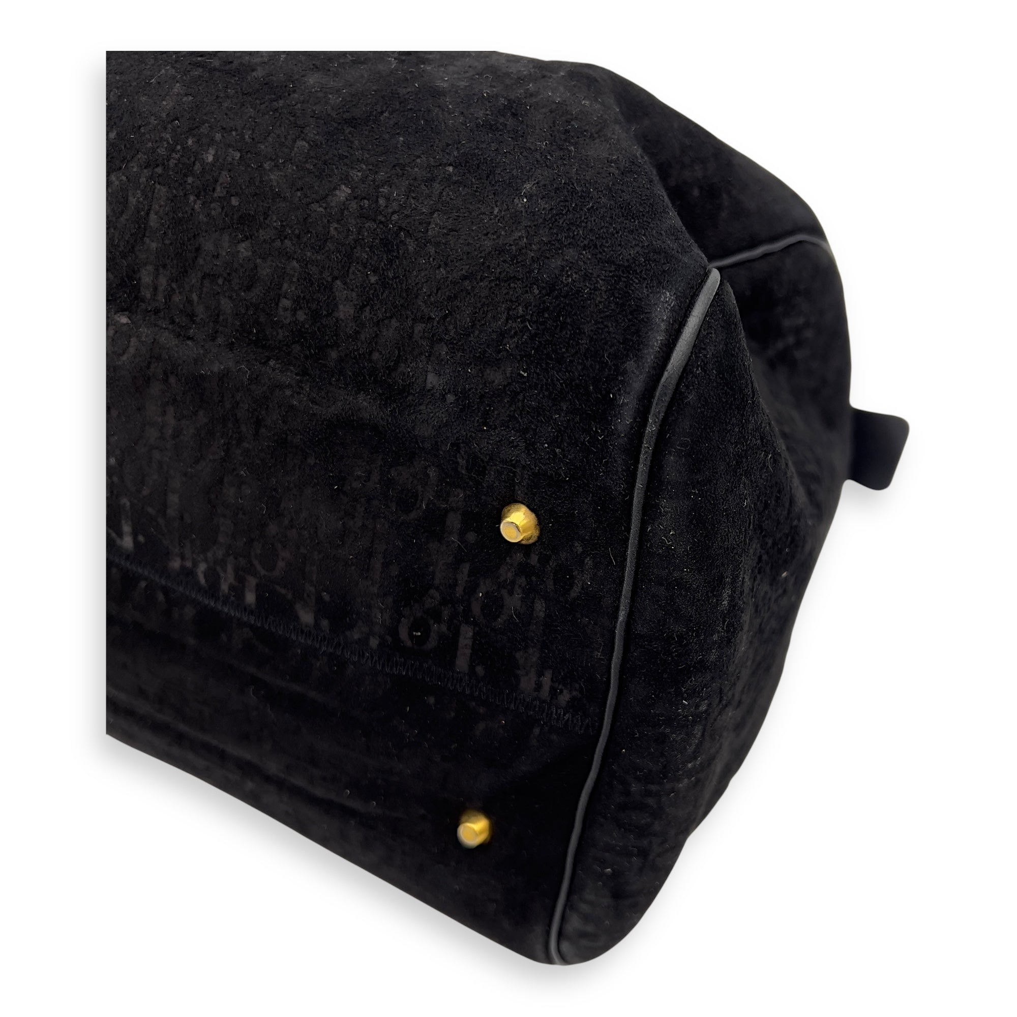 Christian Dior Vintage Top Handle Bag Black in Suede Leather, Gold hardware_10