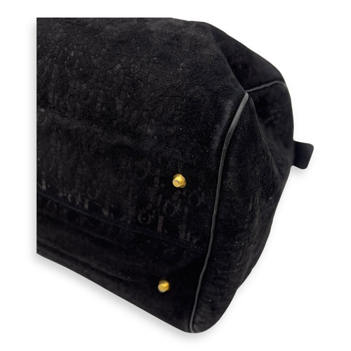 Christian Dior Vintage Top Handle Bag Black in Suede Leather, Gold hardware_10