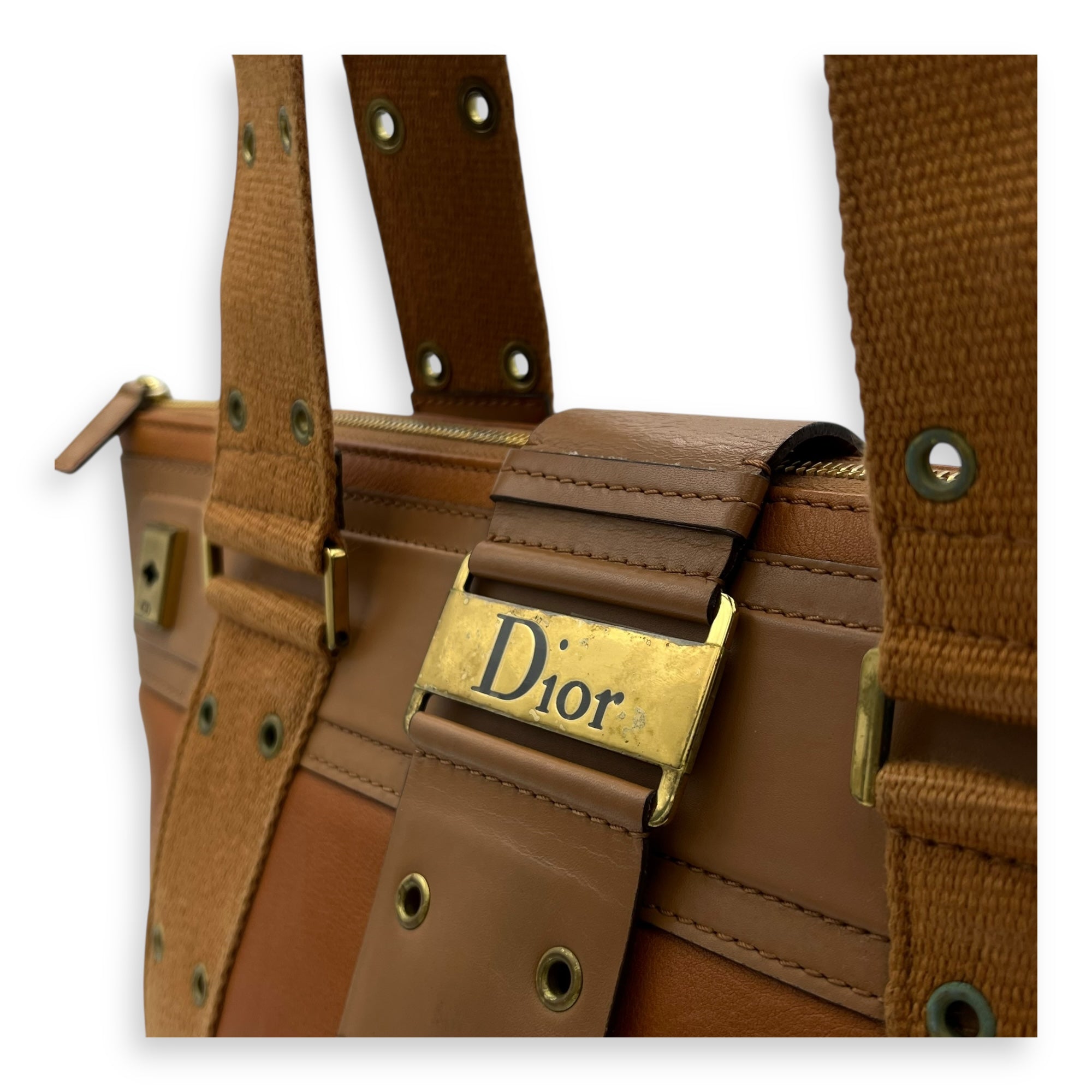 Christian Dior Vintage Card Holder Brown in Calfskin, Gold hardware_8