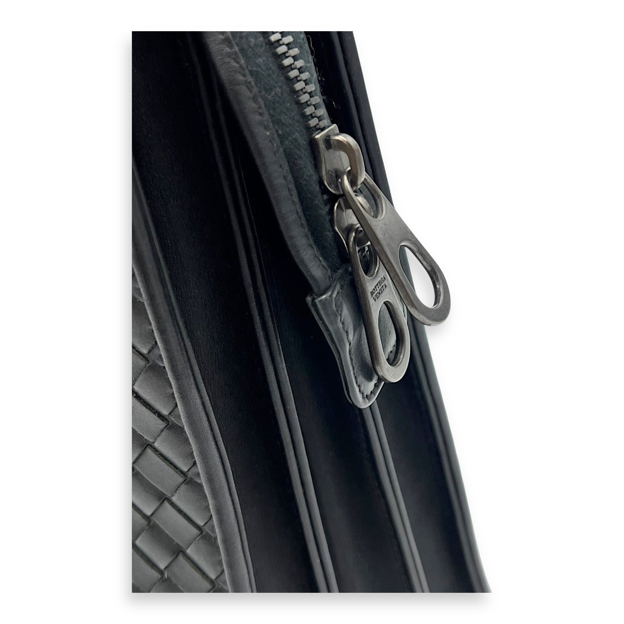 Bottega Veneta Vintage Top Handle Bag Black in Calfskin, Ruthenium hardware_8