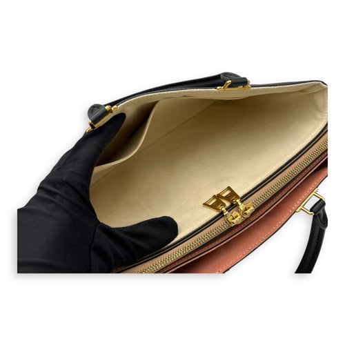 Louis Vuitton Millefeuille Top Handle Bag Brown in Monogram Coated Canvas, Gold hardware_8