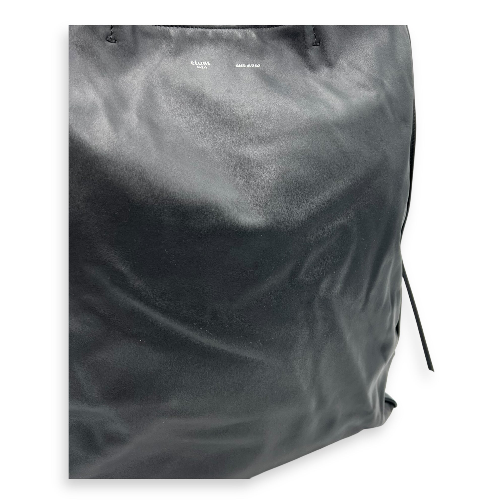 Celine Drawstring Top Handle Bag Black in Calfskin, Silver hardware_8