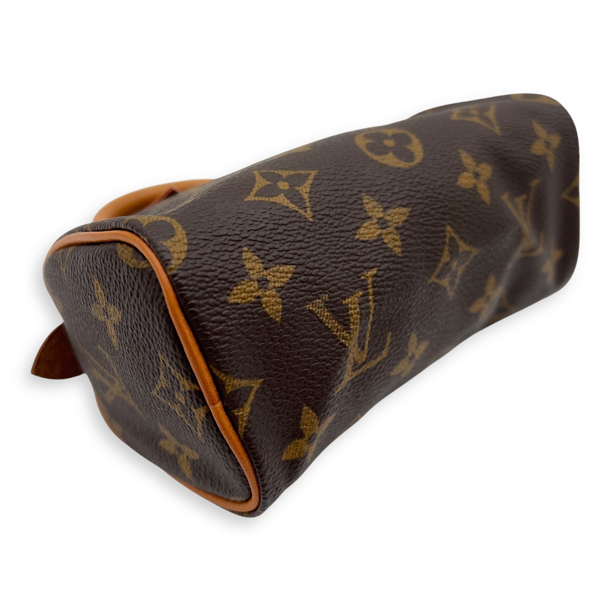 Louis Vuitton Speedy Top Handle Bag Nano Brown in Coated Canvas, Gold hardware_8