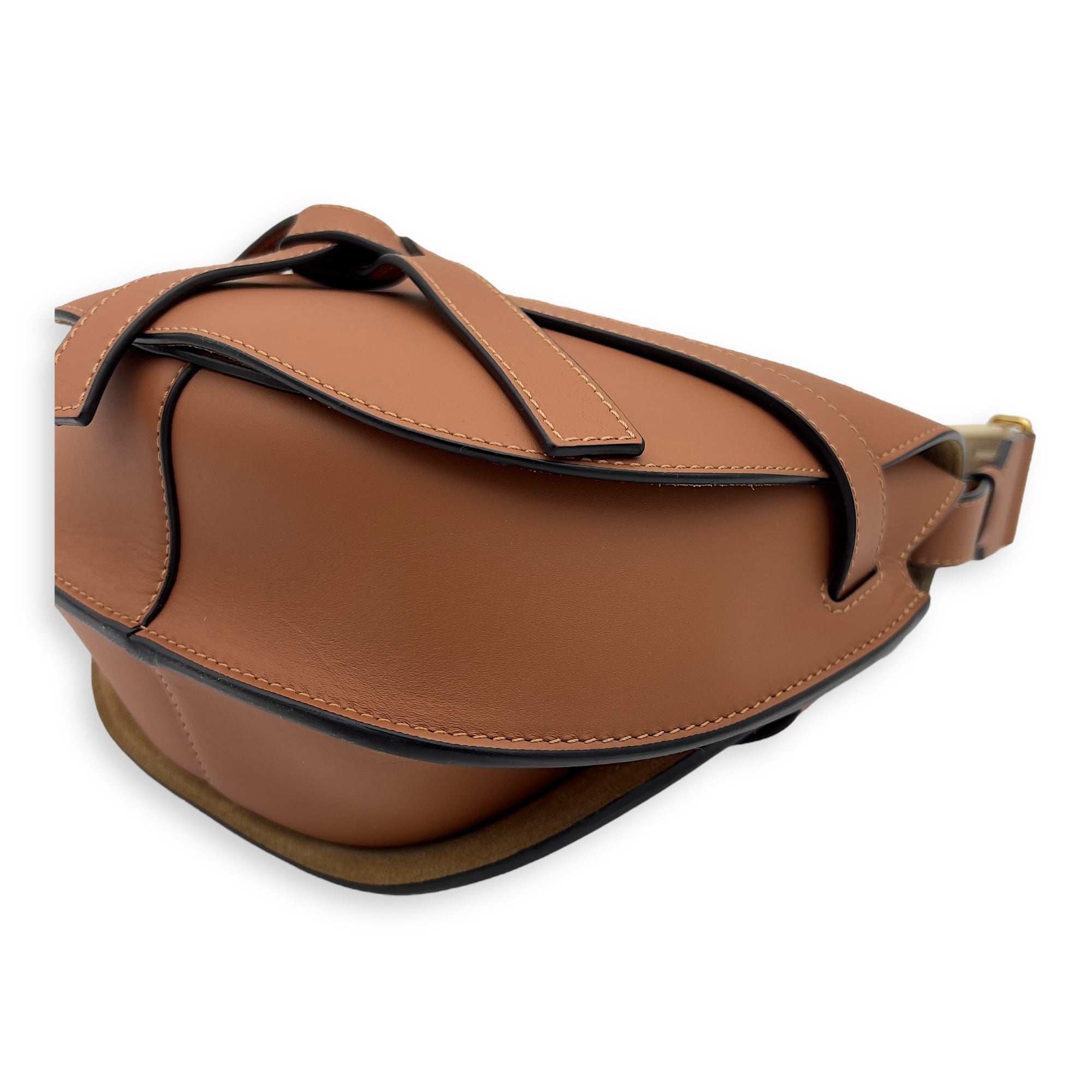 Loewe Gate Crossbody Bag Medium Brown in Calfskin, Gold hardware_8