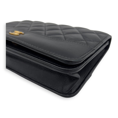 Chanel Gabrielle Wallet On Chain Black in Calfskin, Gold hardware_8