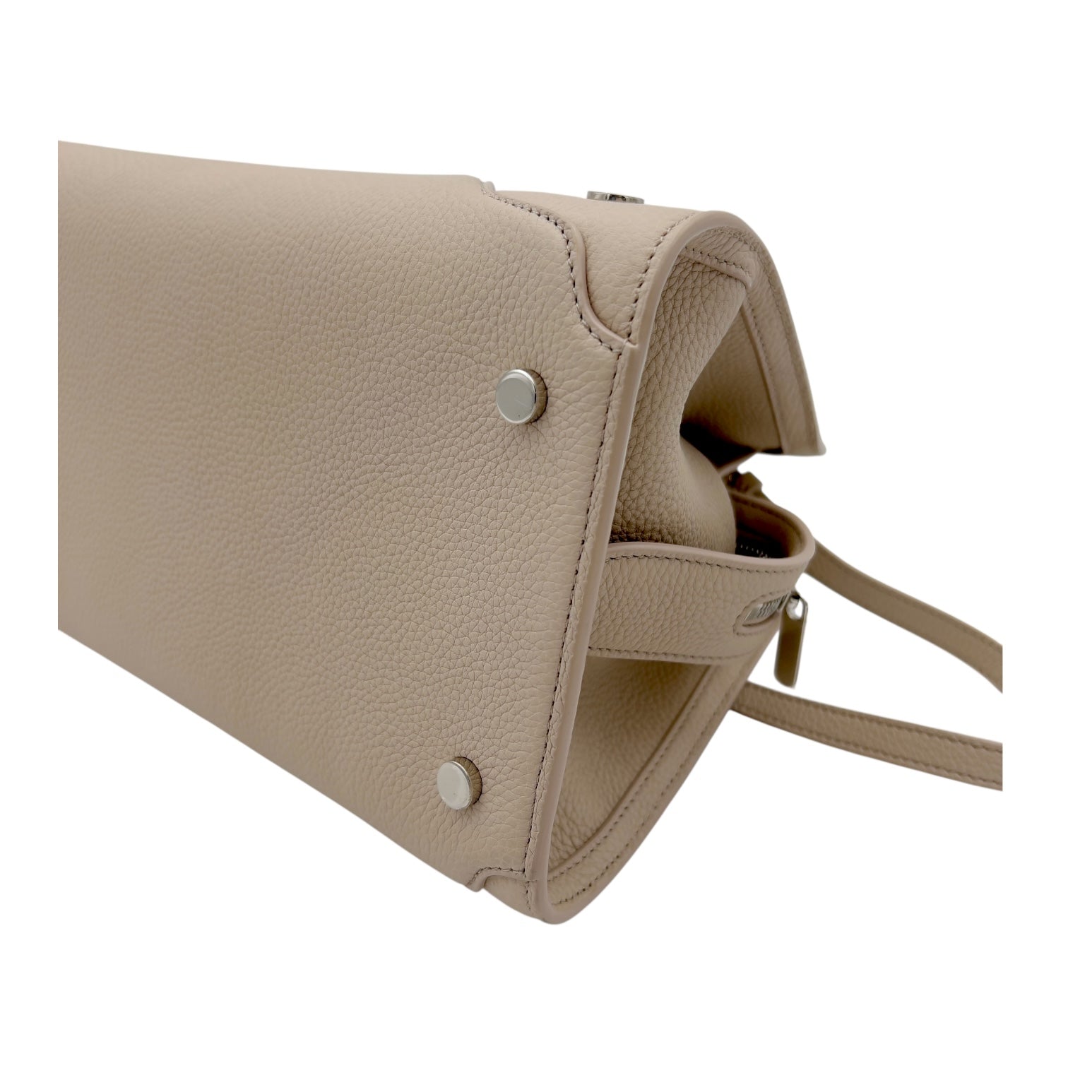Loro Piana Sesia Top Handle Bag Ecru white in Calfskin, Silver hardware_8