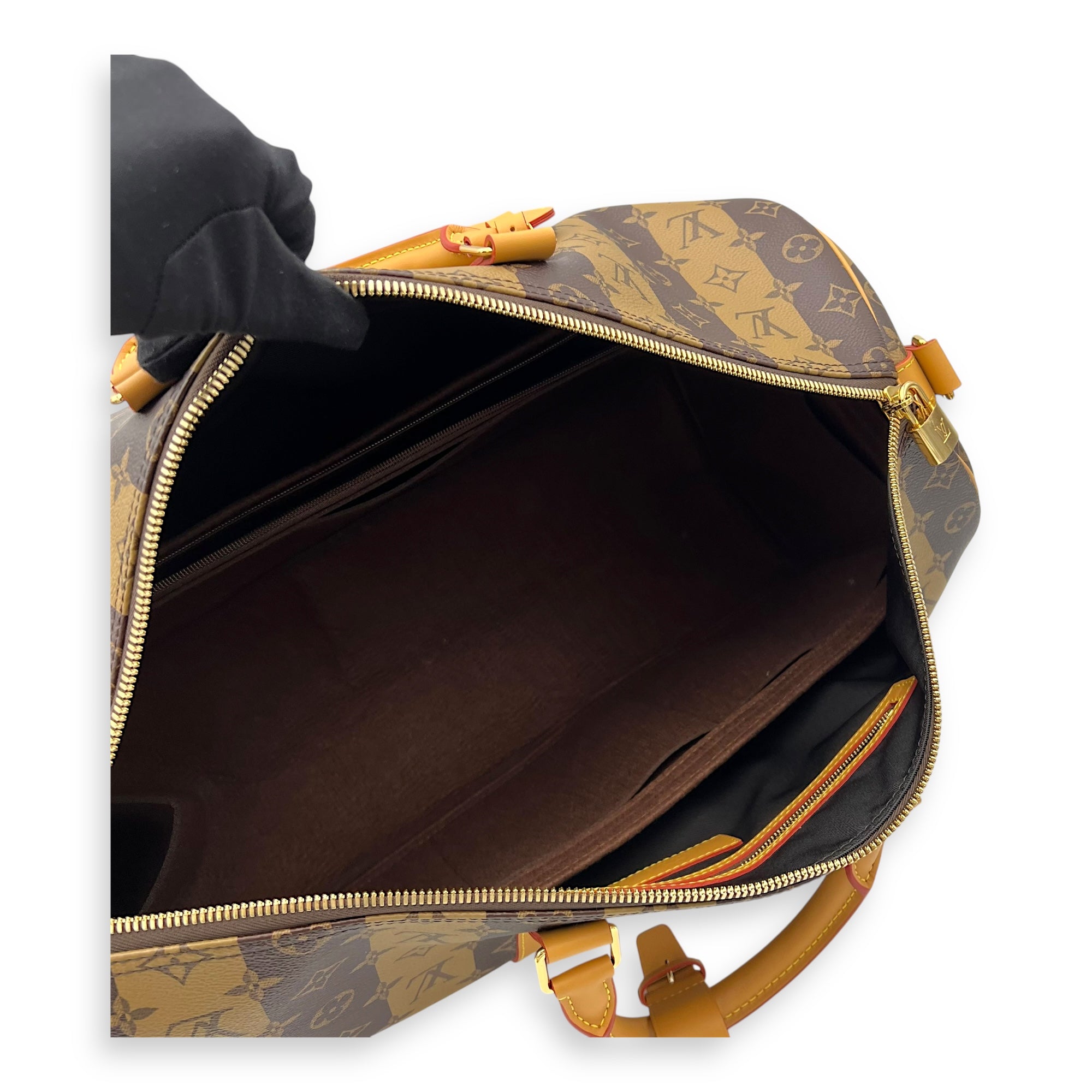 Louis Vuitton NIGO Keepall Bandouliere 50 Brown Top Handle Bag in Coated Canvas, Gold hardware_8