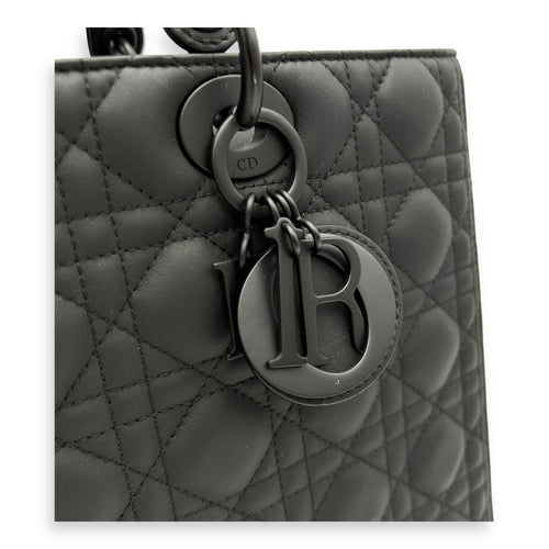 Christian Dior Lady Dior Top Handle Bag Large Ultramatte in Lambskin, Lacquered Metal hardware_8