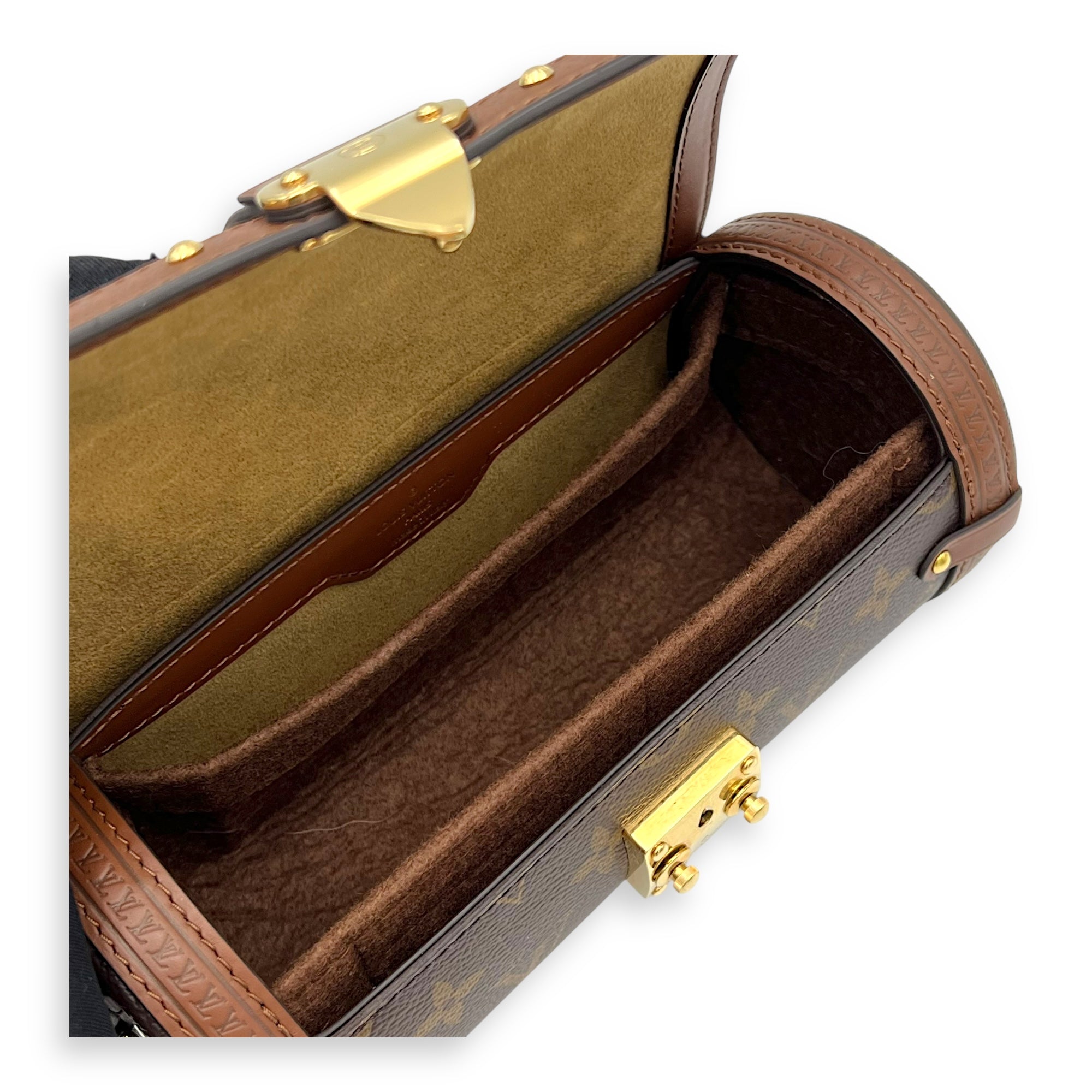 Louis Vuitton Papillon Trunk Brown Shoulder Bag in Monogram Coated Canvas, Gold hardware_8