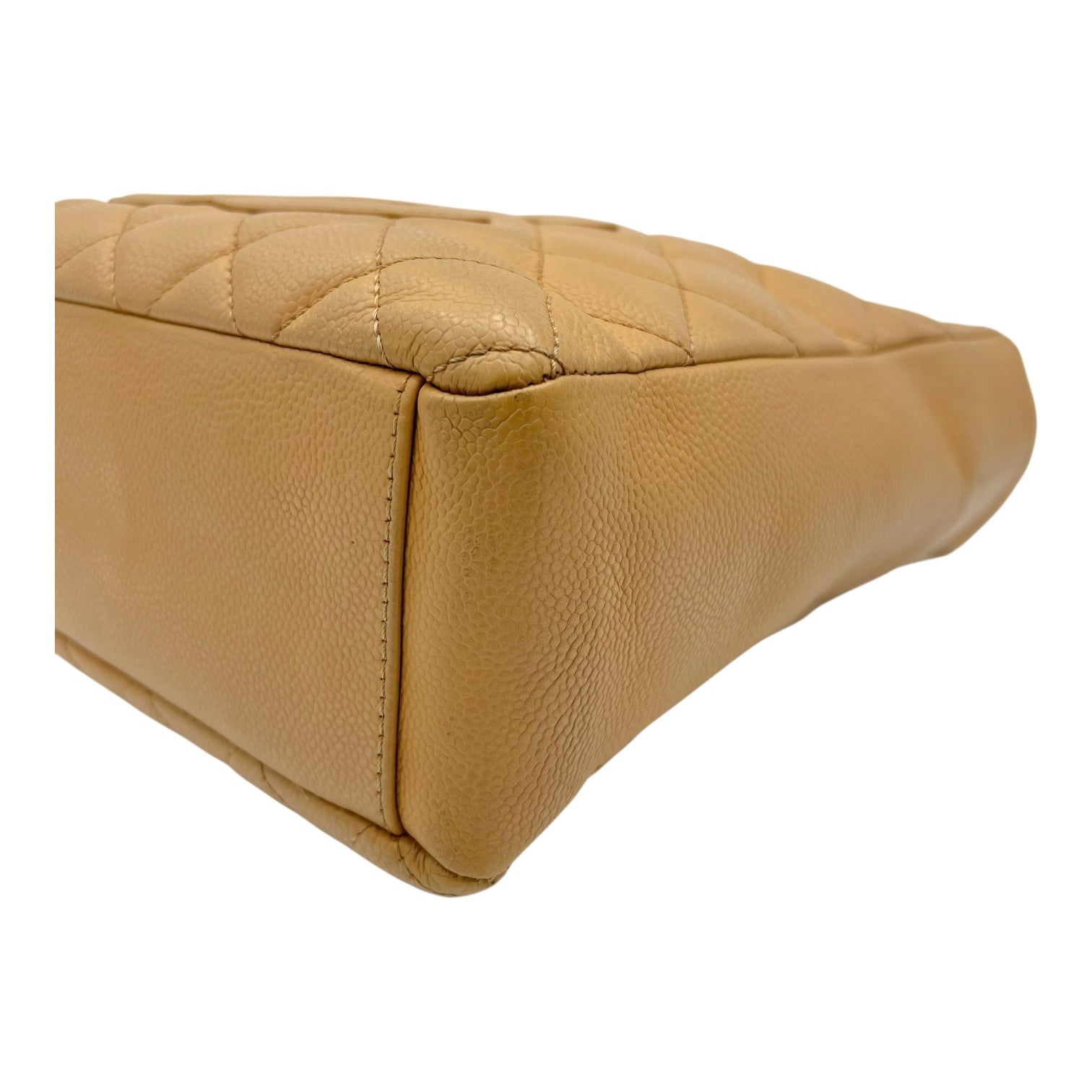 Chanel PST Shoulder Bag Beige in Caviar Leather, Gold hardware_8