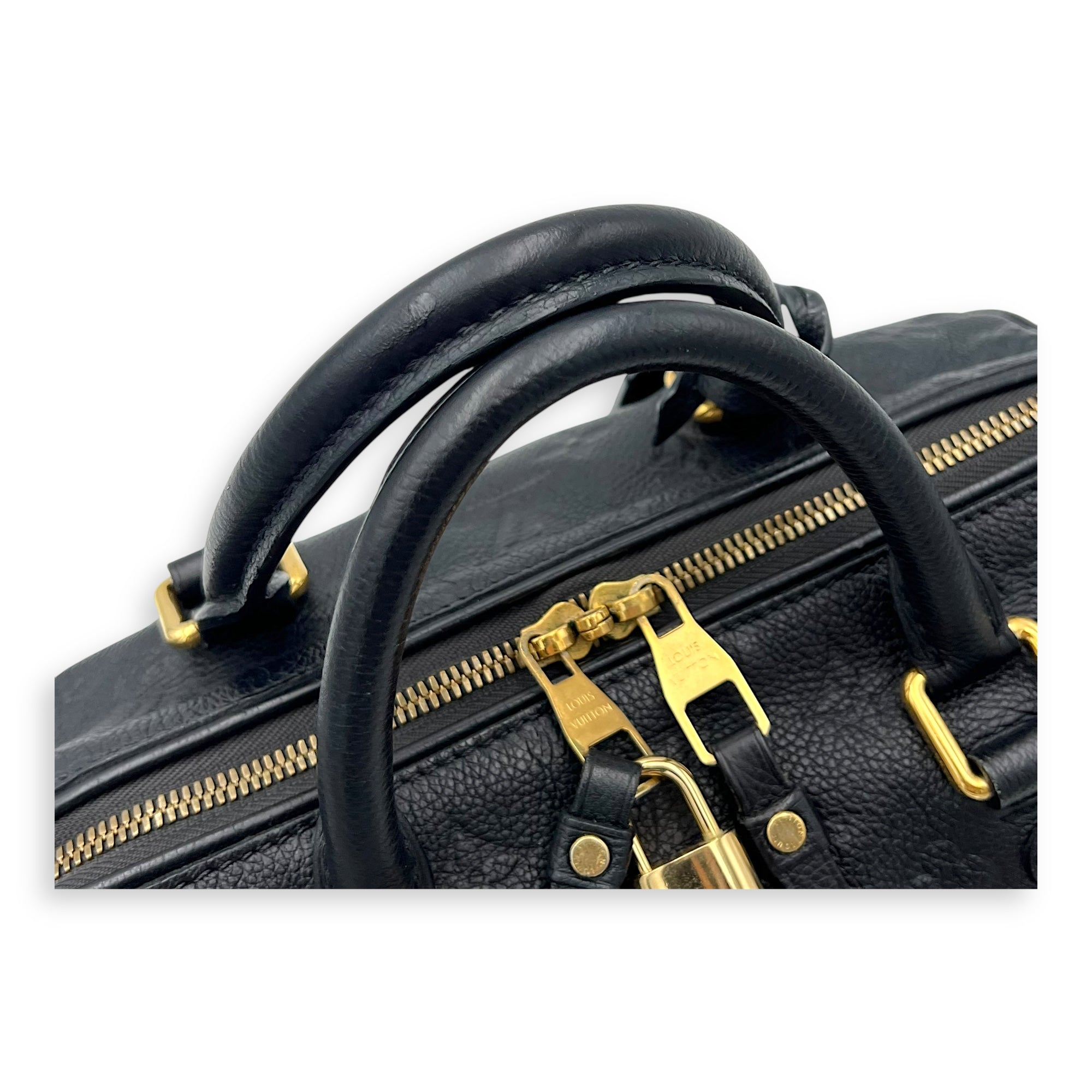 Louis Vuitton Speedy Top Handle Bag 25 Blue in Empreinte Leather, Gold hardware_8