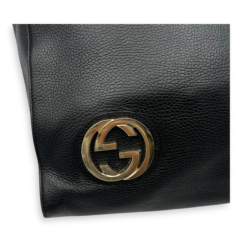 Gucci Interlocking G Tote Bag Black in Calfskin, Gold hardware_8