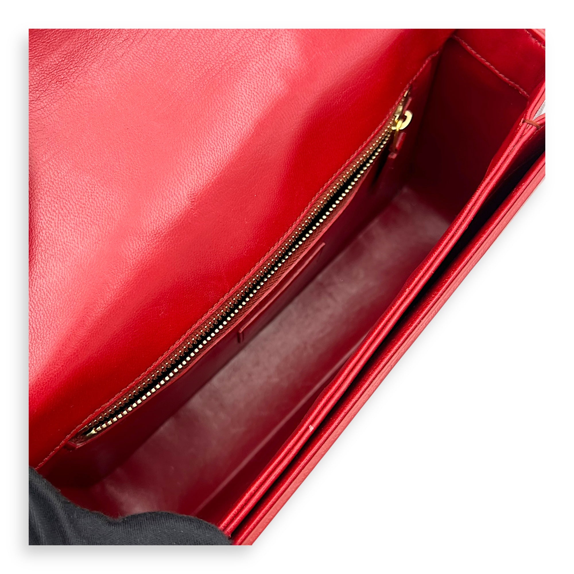 Saint Laurent Monogram Universite Crossbody Bag Red in Python Leather, Gold hardware_8