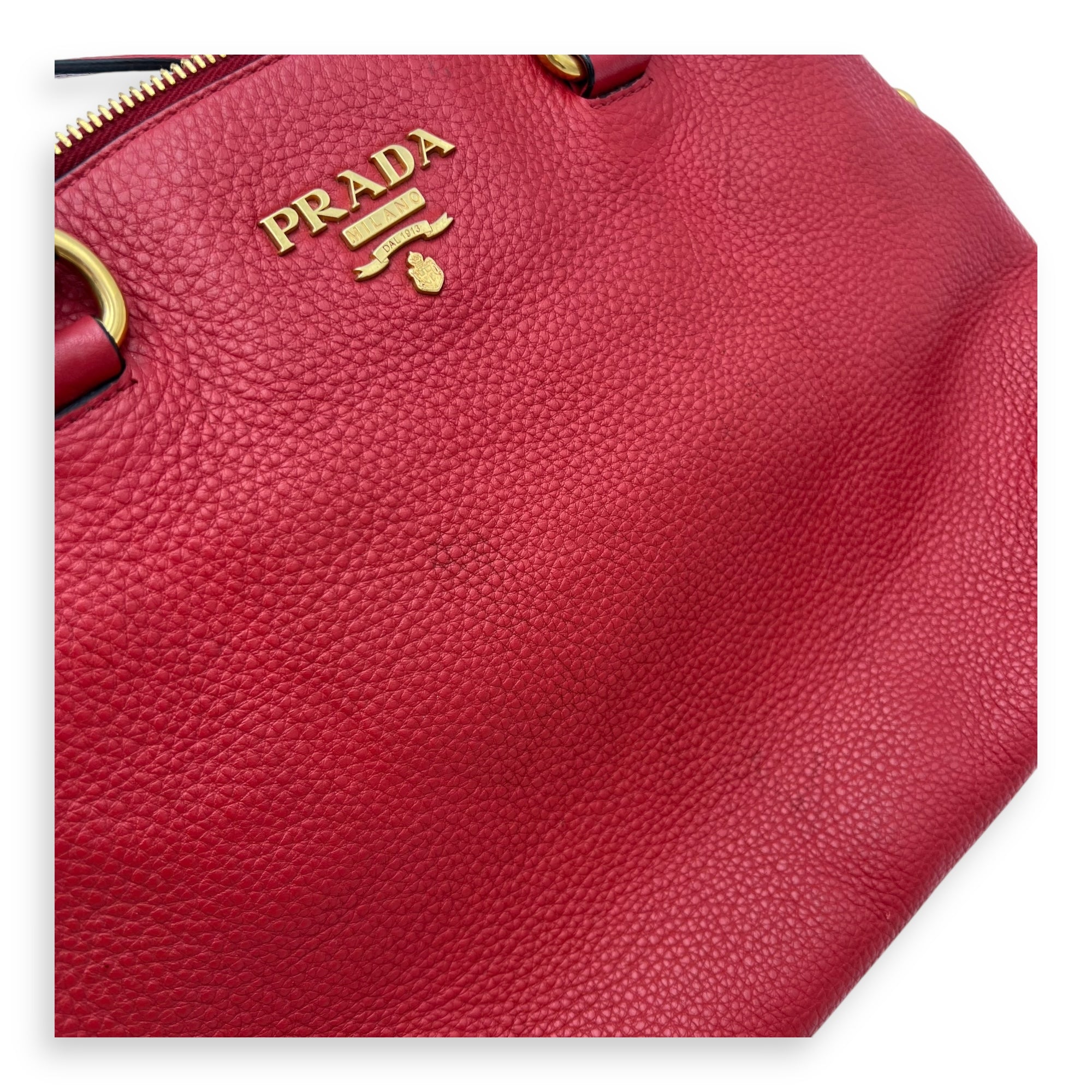 Prada Vitello Daino Medium Red Crossbody Bag in Calfskin, Gold hardware_8