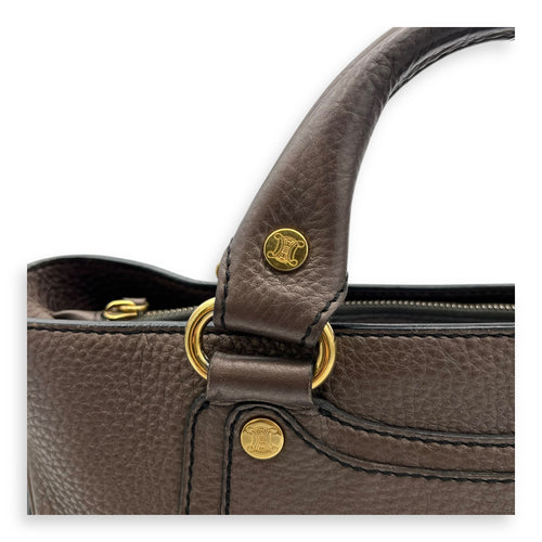 Celine Boogie Metallic Brown Top Handle Bag in Calfskin, Gold hardware_8