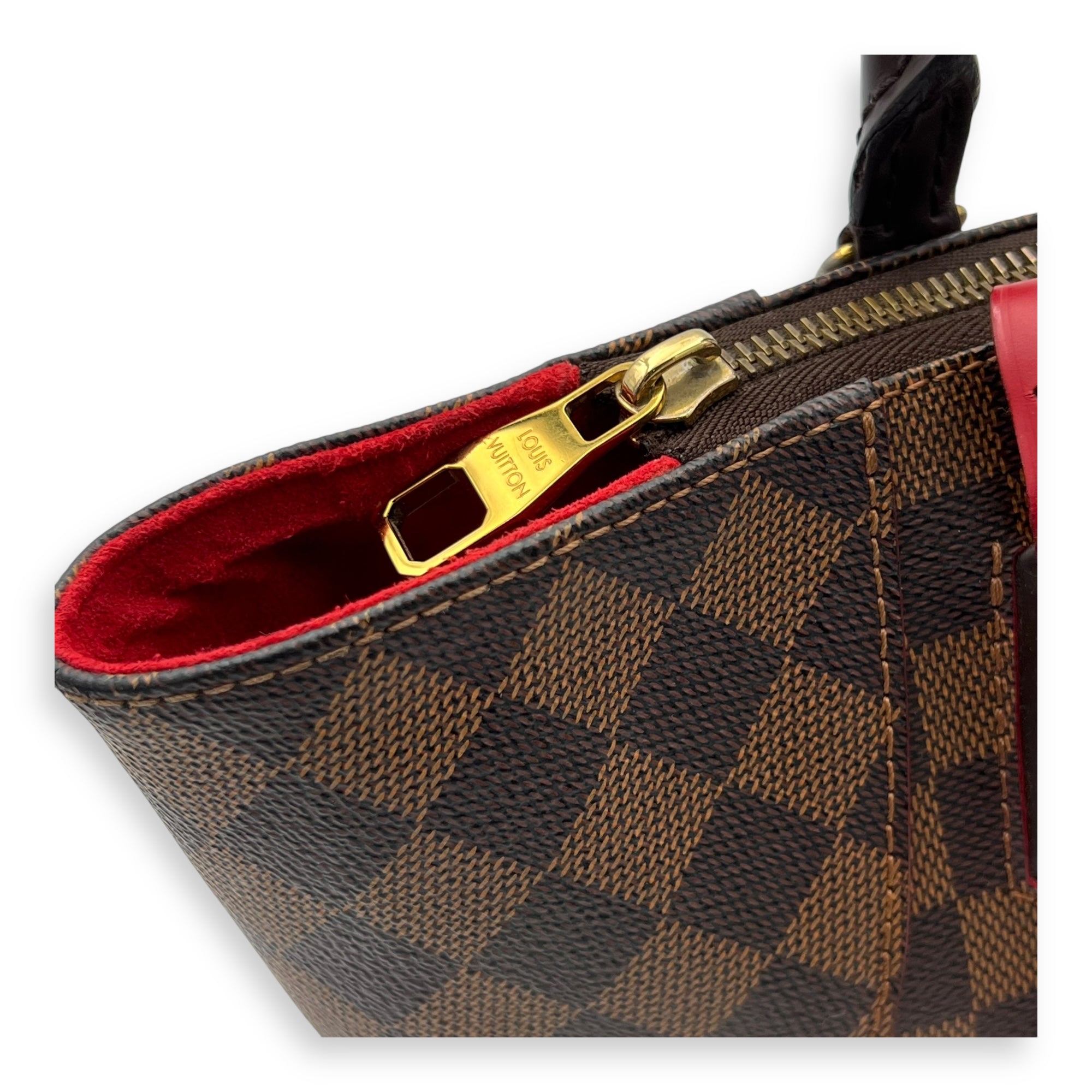 Louis Vuitton Caissa Top Handle Bag Brown in Coated Canvas, Gold hardware_8