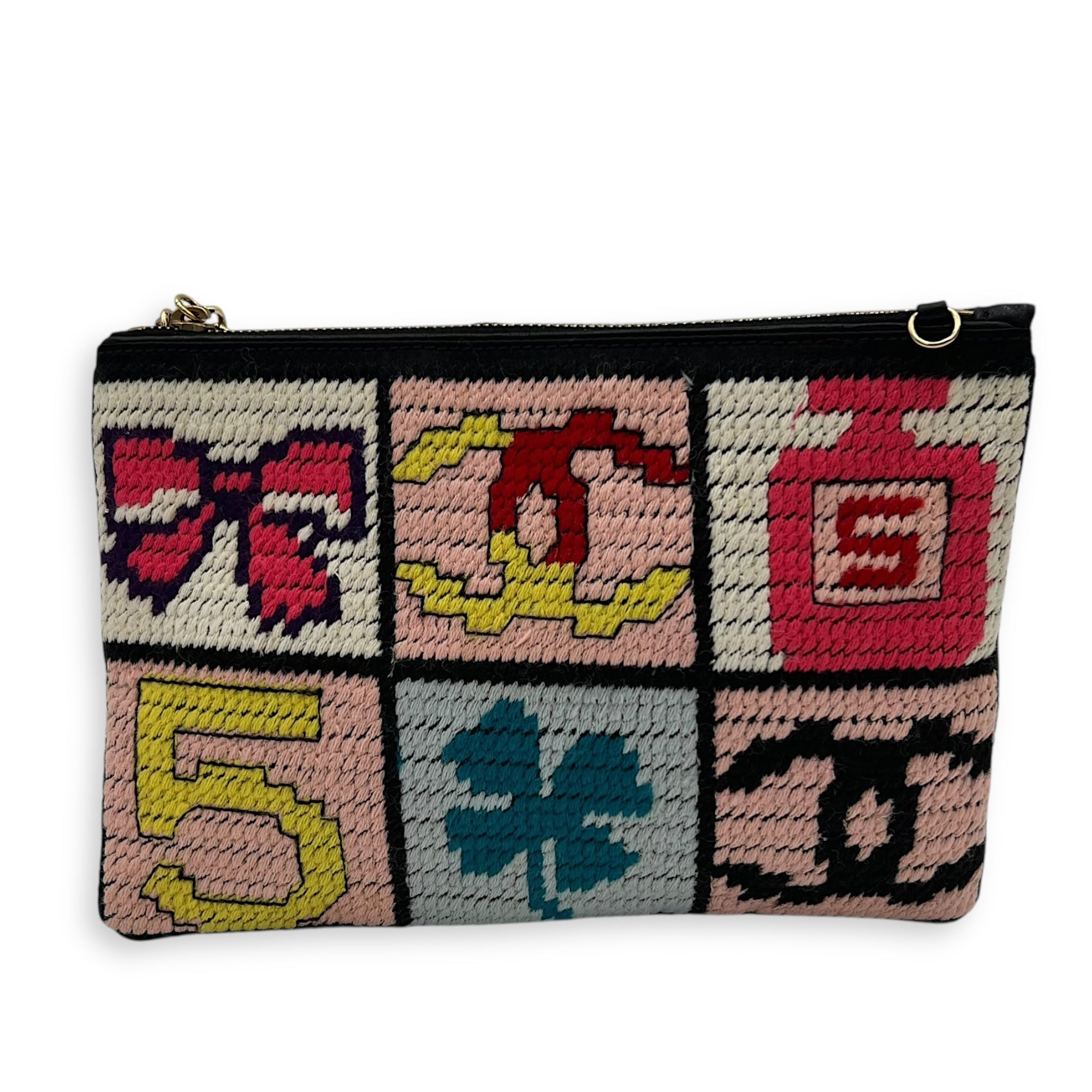 Chanel Patchwork Clutch Multi-colour in Knit, Gold hardware_2