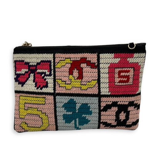 Chanel Patchwork Clutch Multi-colour in Knit, Gold hardware_2
