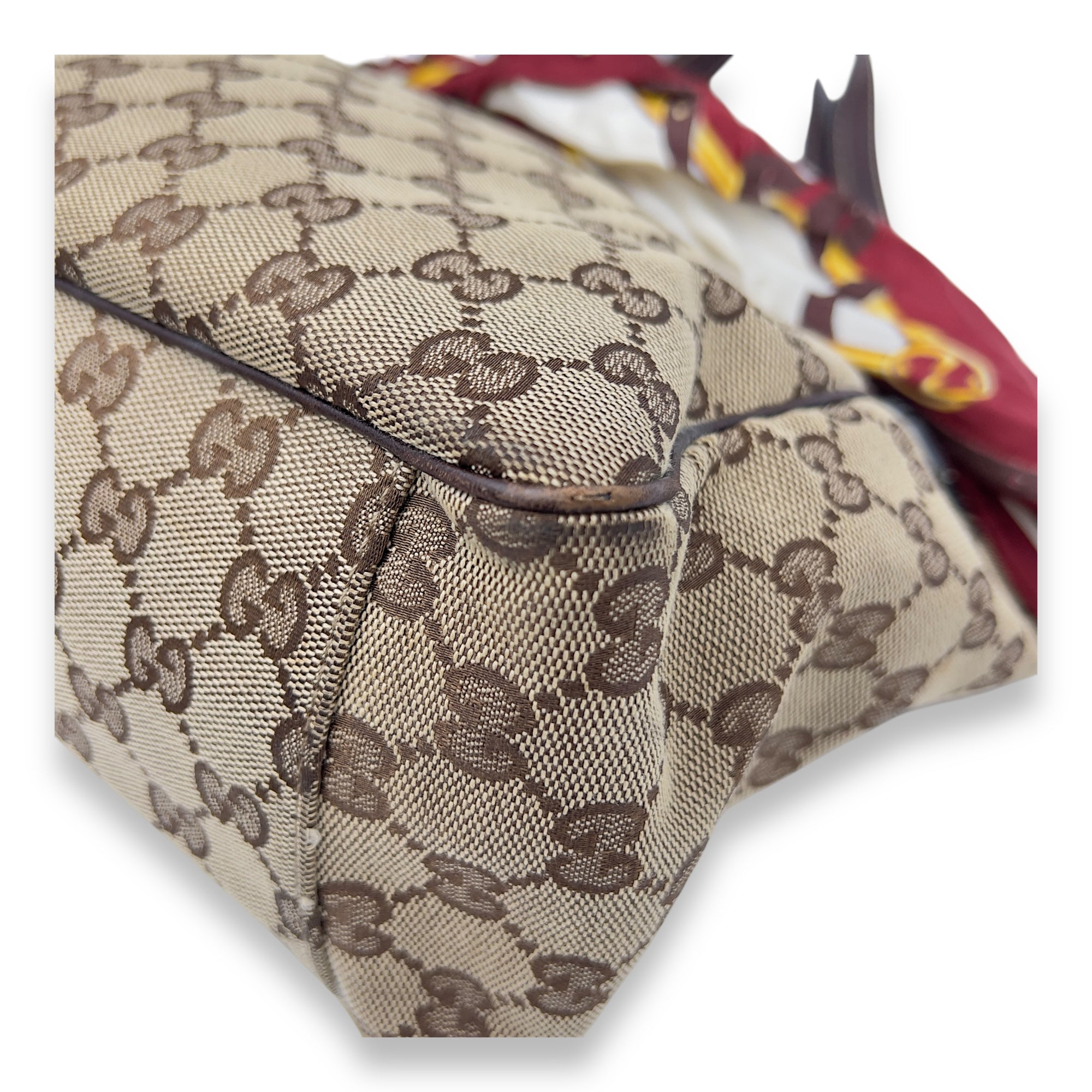 Gucci GG Brown Tote Bag in Canvas, Light Gold hardware_8