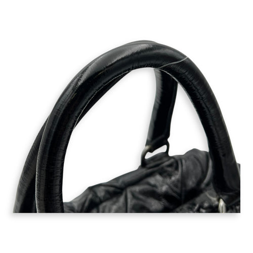 Prada Quilted Top Handle Bag Black in Glazed Calfskin, Silver hardware_8