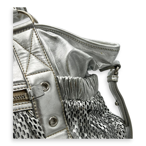 Miu Miu Perforated Tote Bag Silver in Calfskin, Silver hardware_8