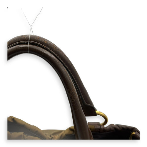 Prada Vintage Top Handle Bag Green in Nylon, Gold hardware_8