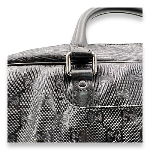 Gucci GG Top Handle Bag Black in Coated Canvas, Silver hardware_8