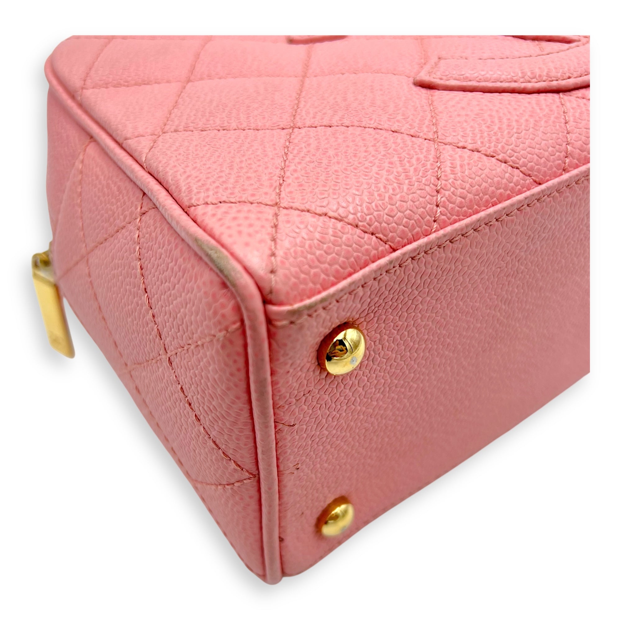 Chanel Bowling Pink Top Handle Bag in Caviar Leather, Gold hardware_10