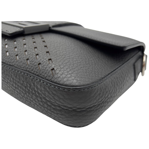 Fendi Baguette Crossbody Bag Small Grey in Calfskin, Silver hardware_10