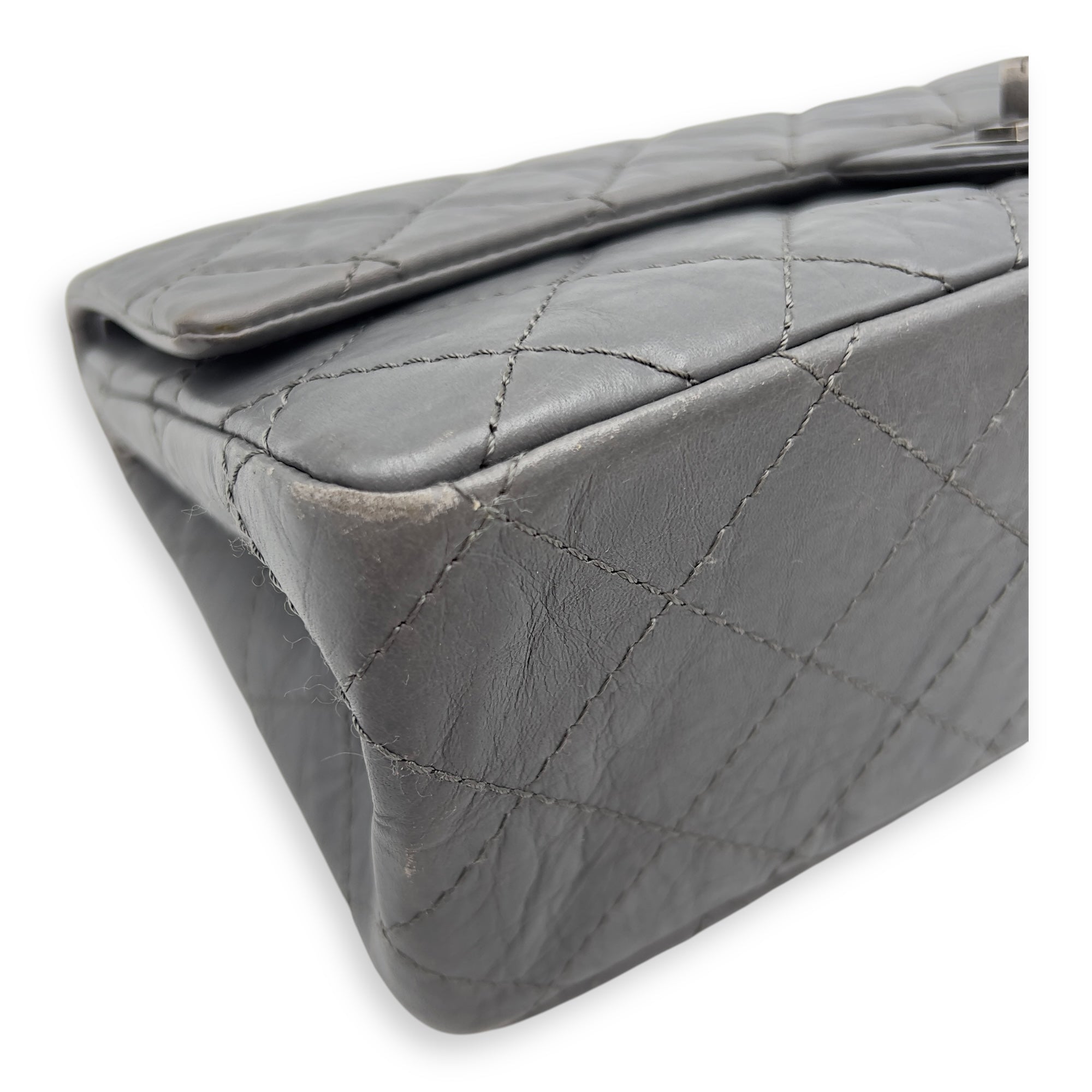 Chanel 2.55 Shoulder Bag Grey in Calfskin, Ruthenium hardware_8