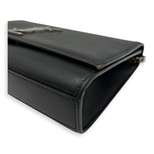 Saint Laurent Kate Crossbody Bag Black in Calfskin, Silver hardware_6