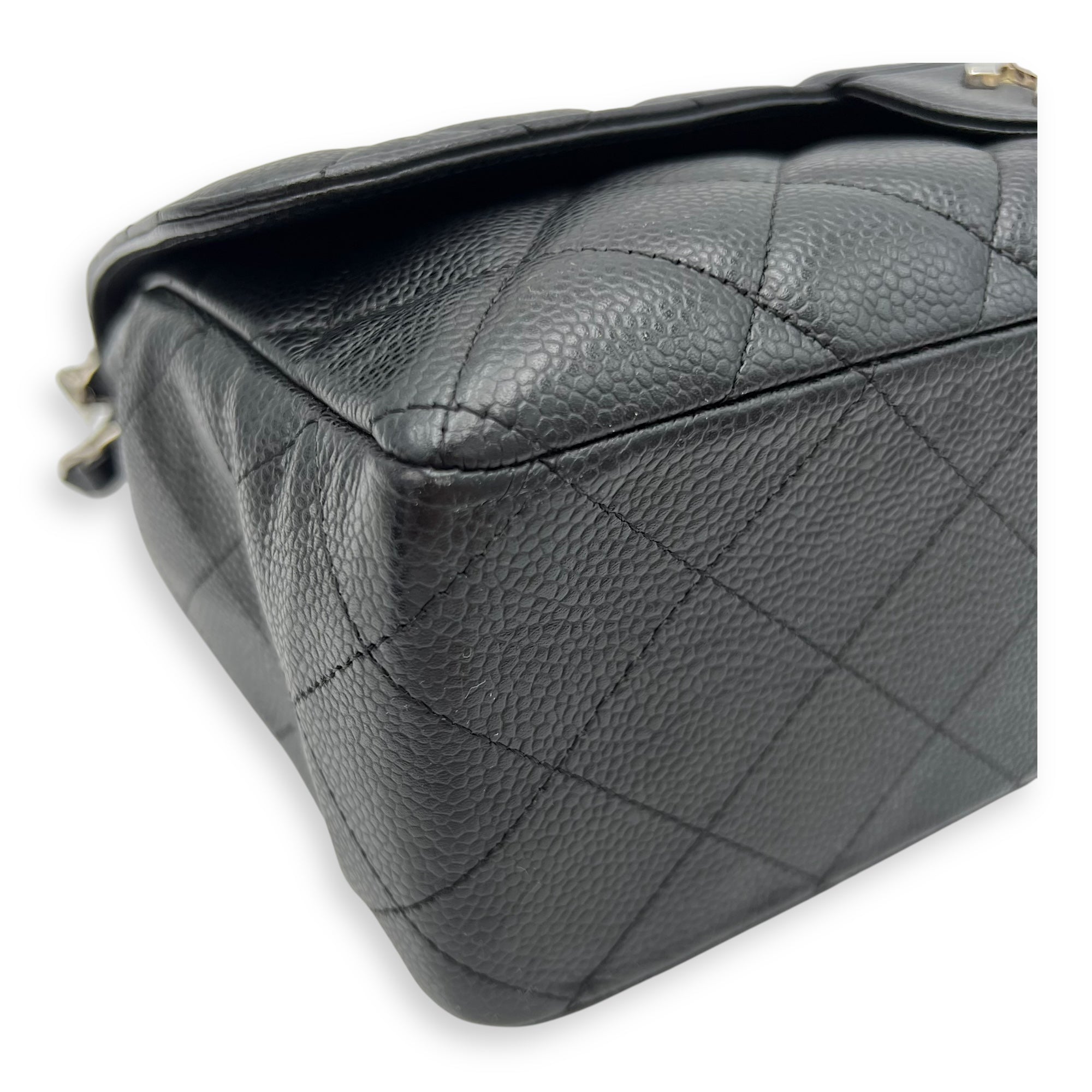 Chanel Classic Shoulder Bag Jumbo Black in Caviar Leather, Silver hardware_8