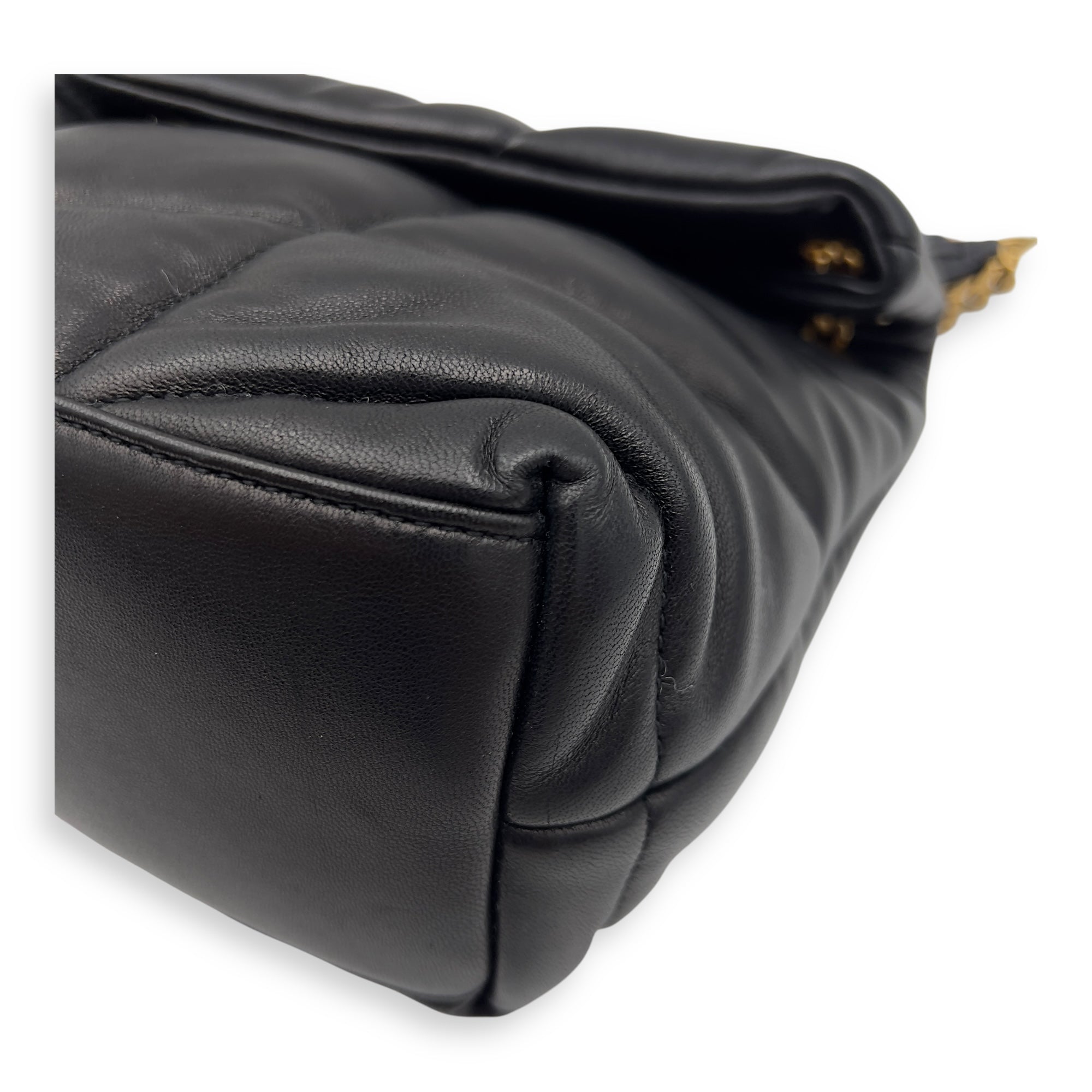Saint Laurent Puffer Shoulder Bag Black in Calfskin, Gold hardware_6