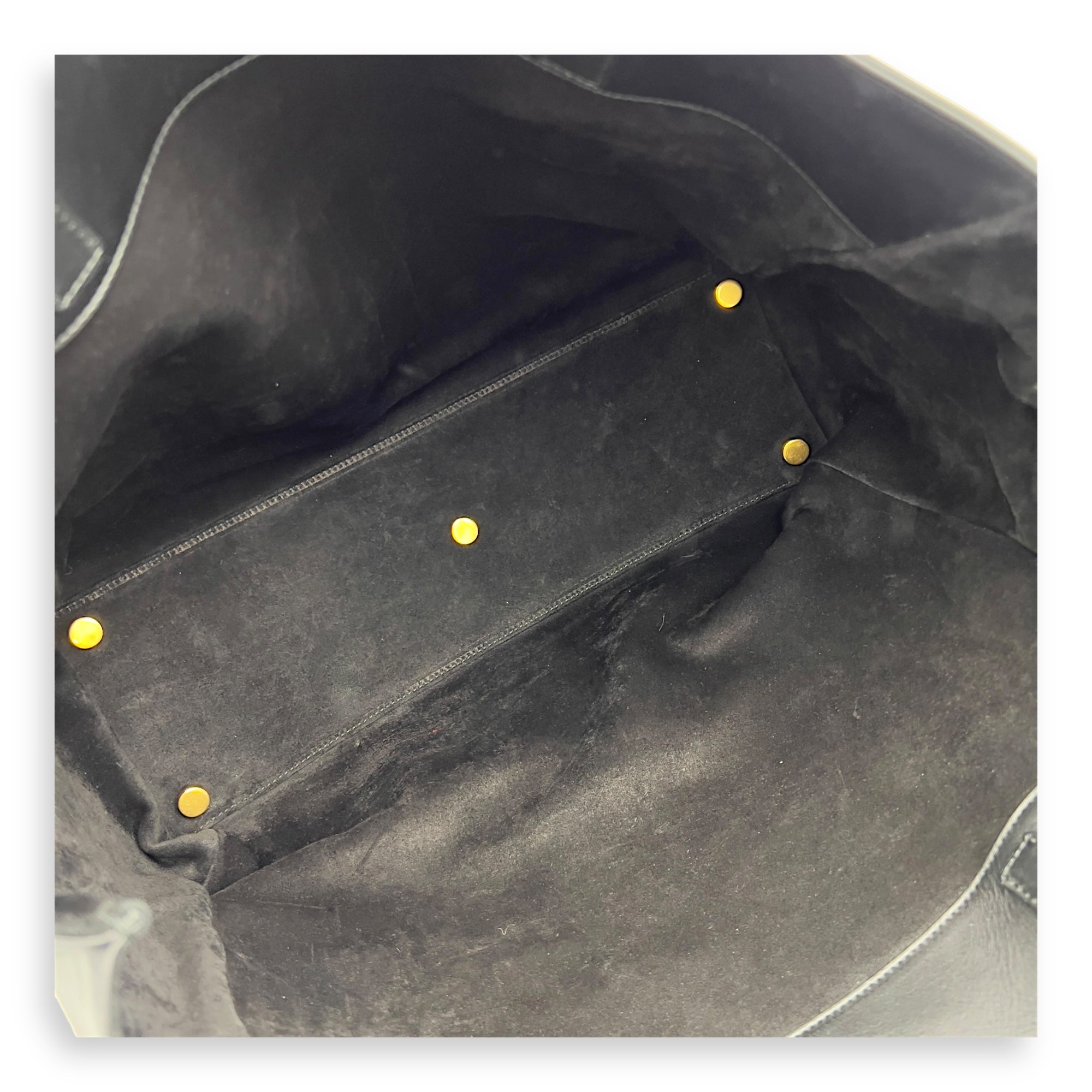 Saint Laurent Shopper Black Tote Bag in Calfskin, Gold hardware_8