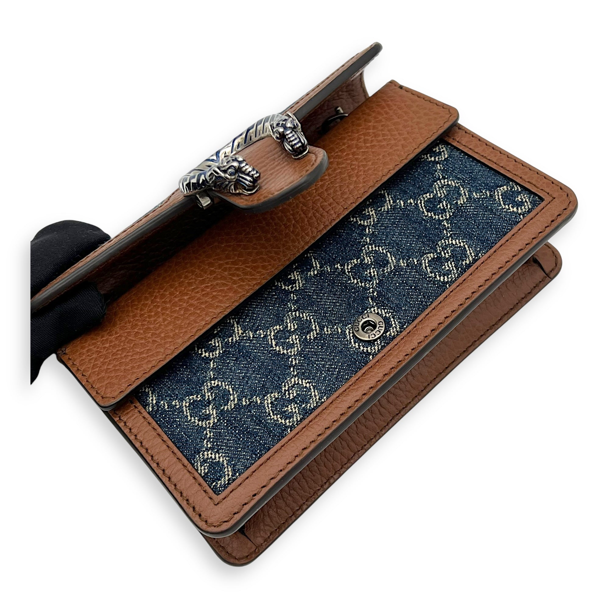 Gucci Dionysus Super Mini Blue Crossbody Bag in Denim, Ruthenium hardware_8