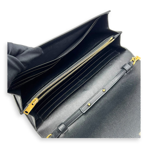 Saint Laurent Star Monogram Black Wallet On Chain in Calfskin, Gold hardware_8