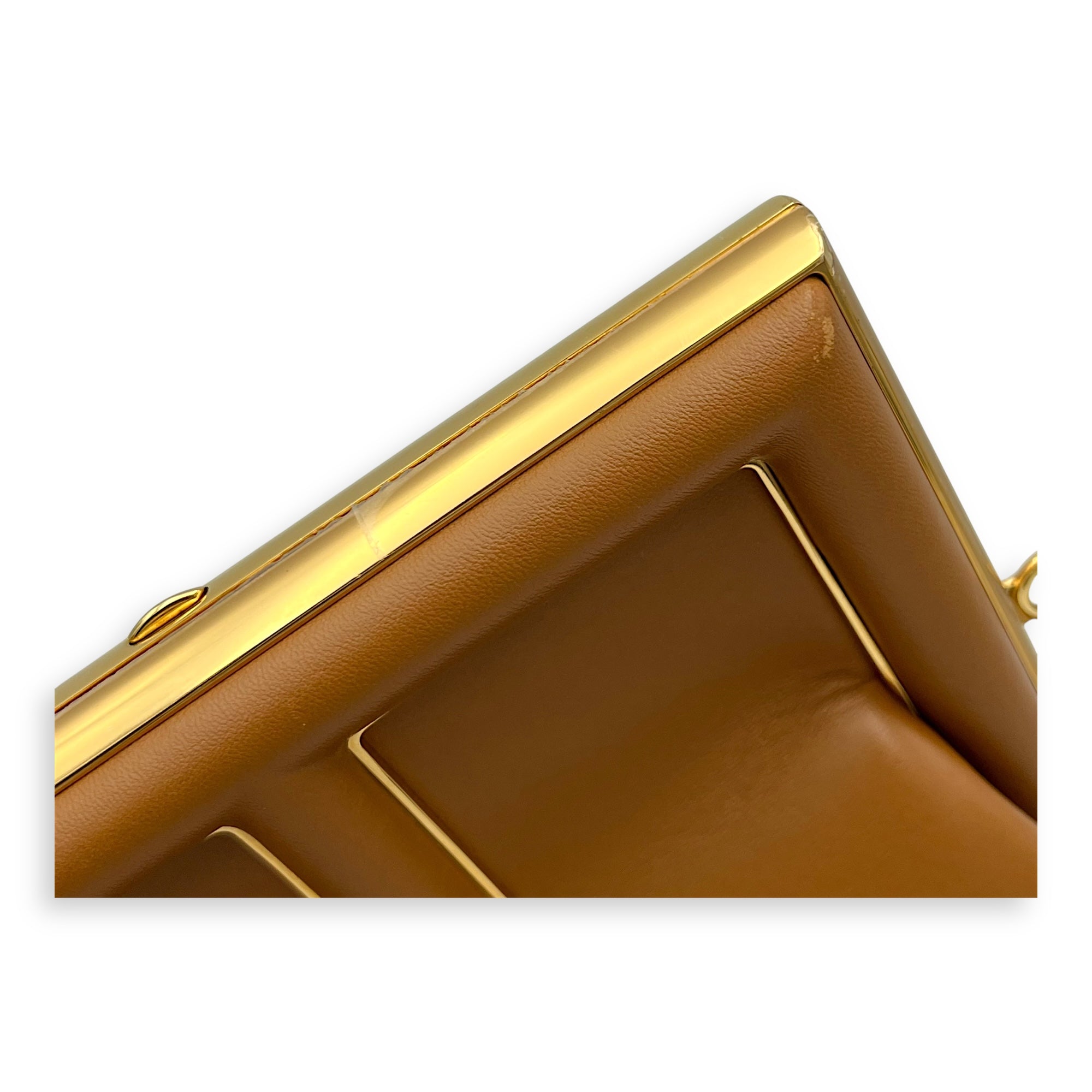 Fendi First Clutch Brown in Calfskin, Gold hardware_8