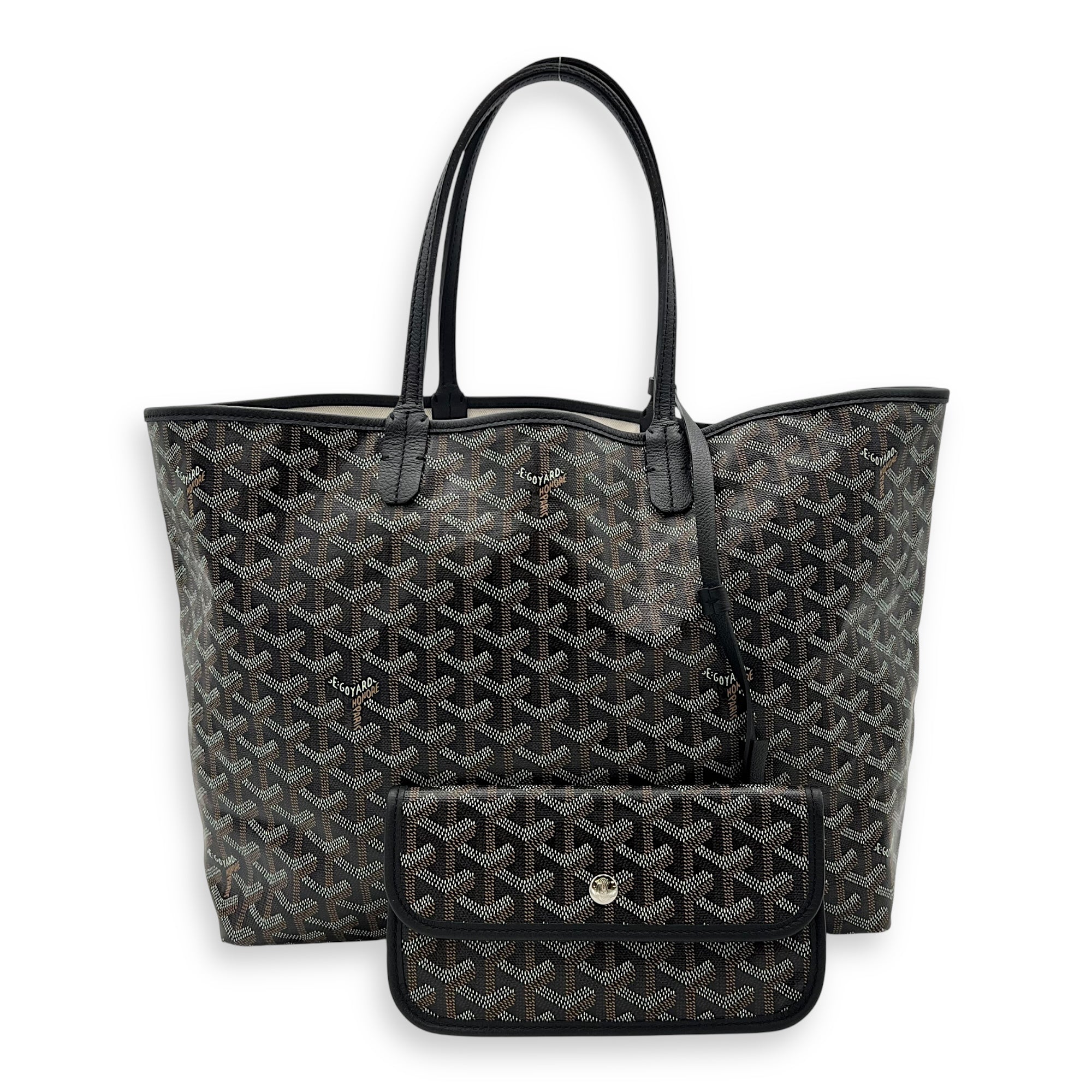 Goyard Saint Louis Tote Bag PM Black in Coated Canvas, Silver hardware_10