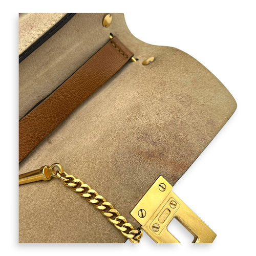 Chloé Drew Shoulder Bag Brown in Calfskin, Gold hardware_8