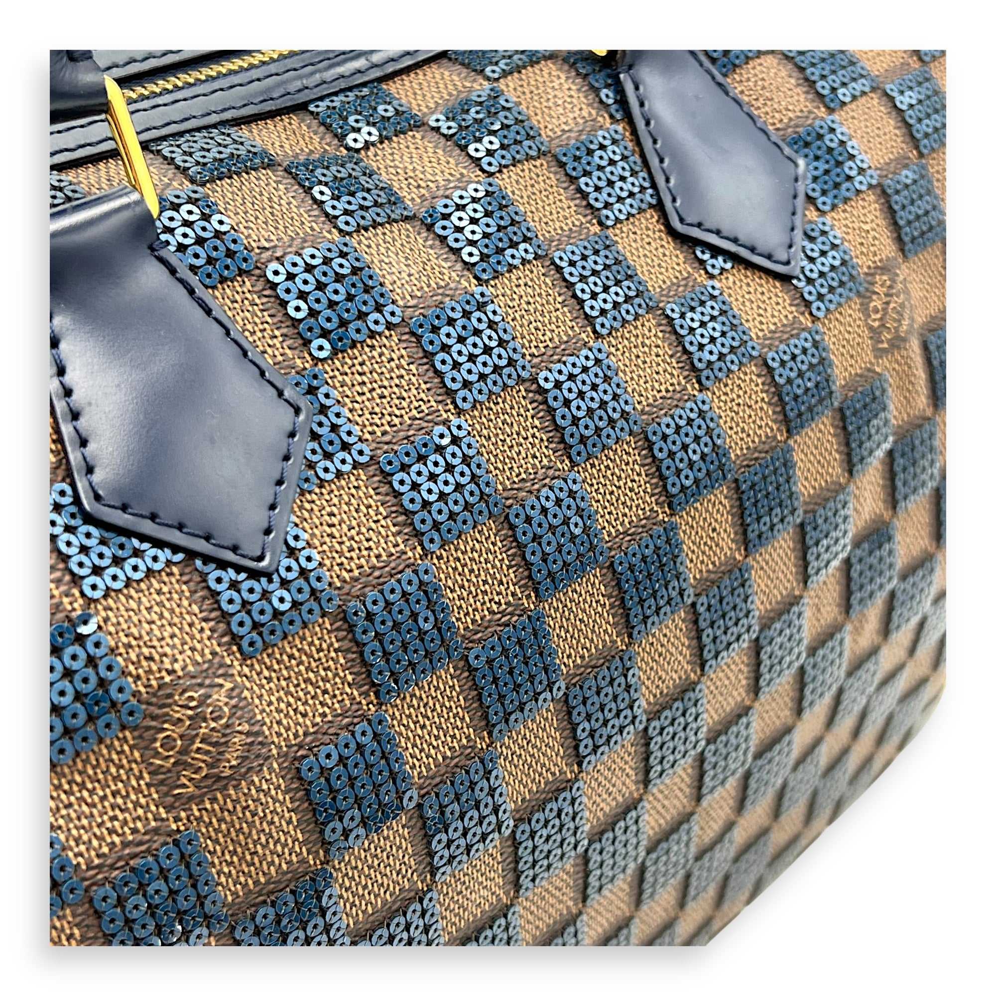Louis Vuitton Speedy 30 Brown Top Handle Bag in Damier Paillettes, Gold hardware_8