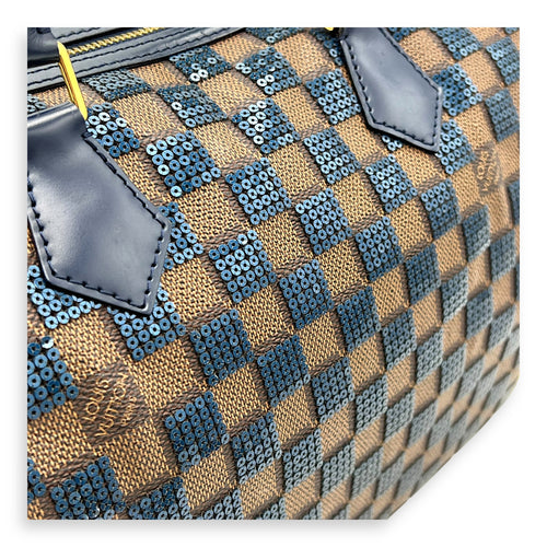 Louis Vuitton Speedy 30 Brown Top Handle Bag in Damier Paillettes, Gold hardware_8