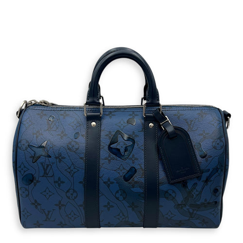 Louis Vuitton Limited Edition Acquagarden Keepall 35 Blue Top Handle Bag in Coated Canvas, Silver hardware_1