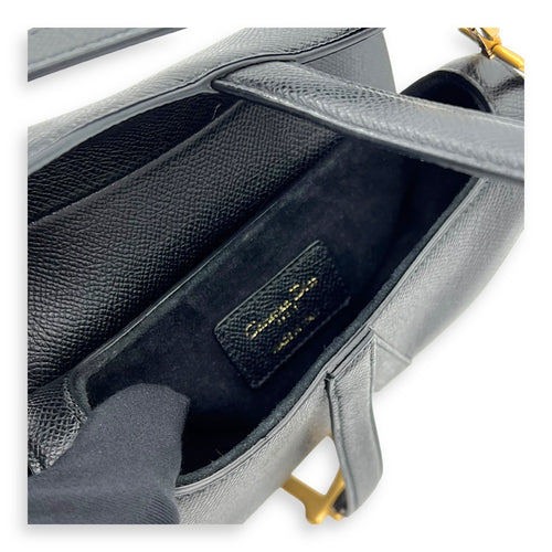 Christian Dior Saddle Mini Black Top Handle Bag in Calfskin, Gold hardware_8