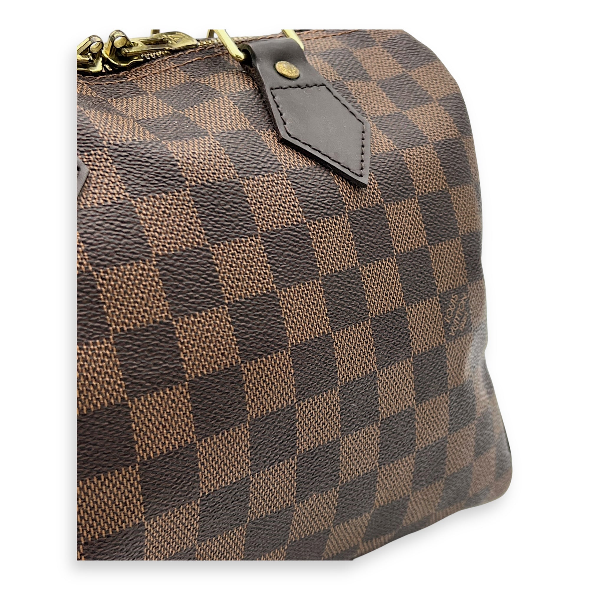 Louis Vuitton Speedy Bandouliere Top Handle Bag 25 Brown in Coated Canvas, Gold hardware_8