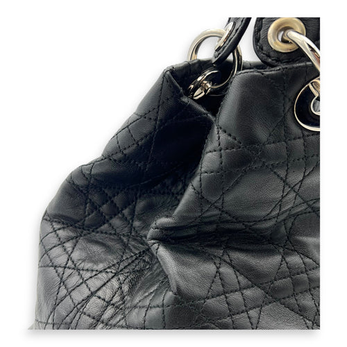 Christian Dior Soft Cannage Black Top Handle Bag in Calfskin, Silver hardware_8