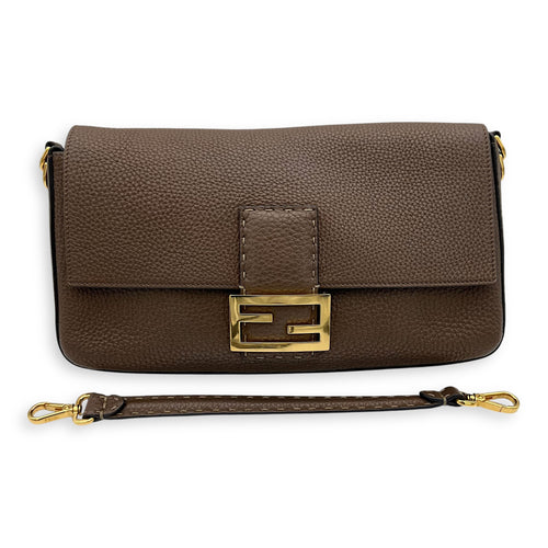 Fendi Baguette Top Handle Bag Brown in Calfskin, Silver hardware_8