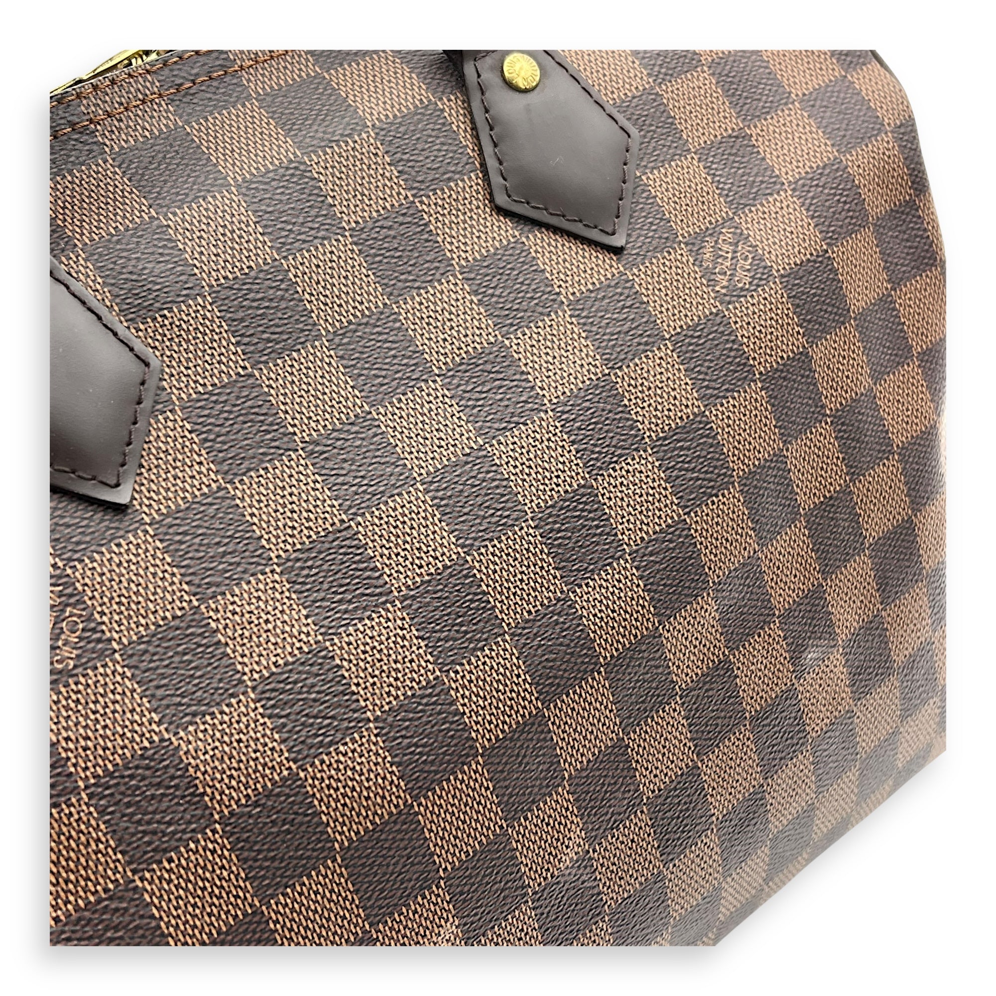 Louis Vuitton Speedy Bandouliere Top Handle Bag 30 Brown in Coated Canvas, Gold hardware_8