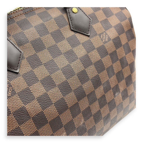 Louis Vuitton Speedy Bandouliere Top Handle Bag 30 Brown in Coated Canvas, Gold hardware_8
