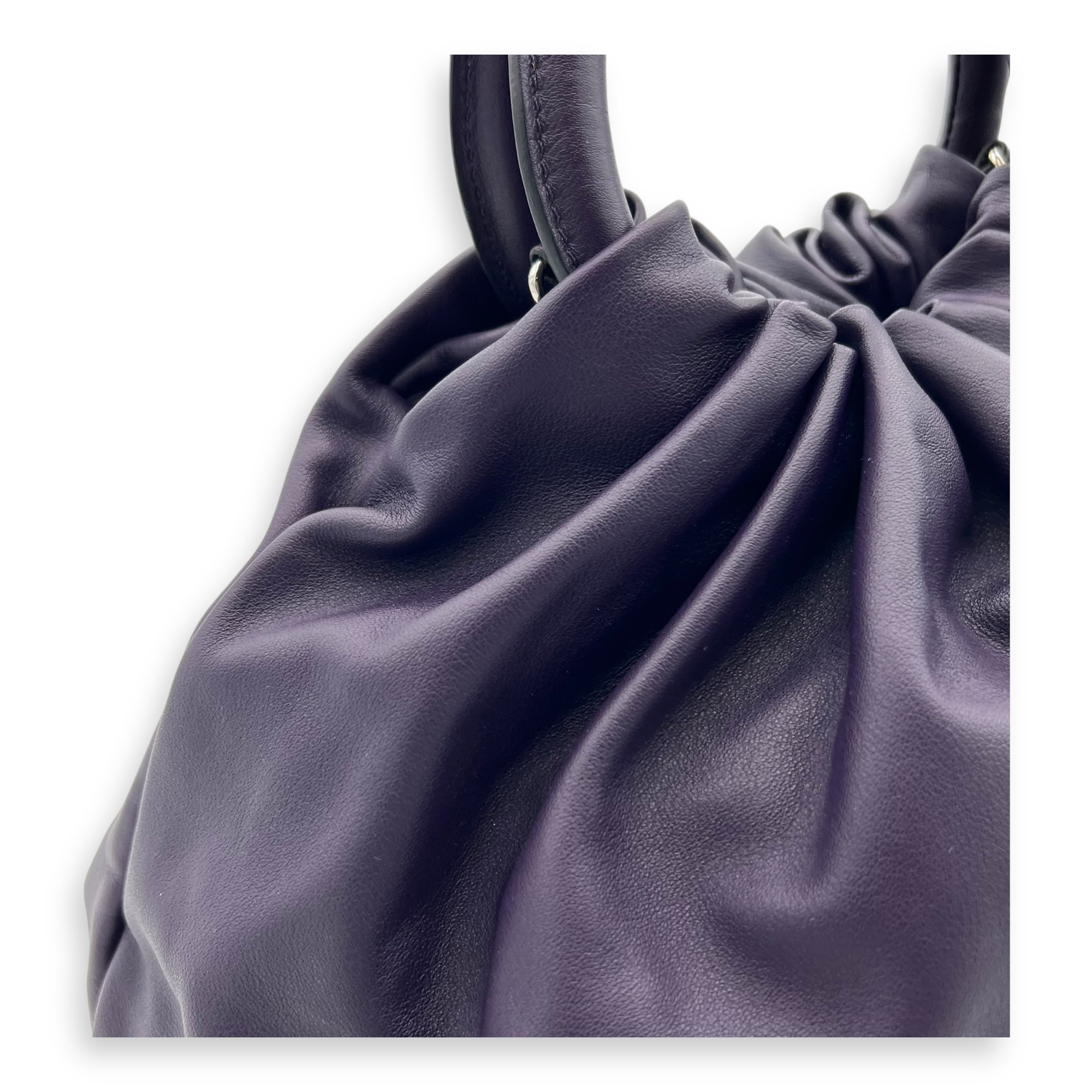Loewe Bounce  Top Handle Bag Purple in Calfskin, Silver hardware_8