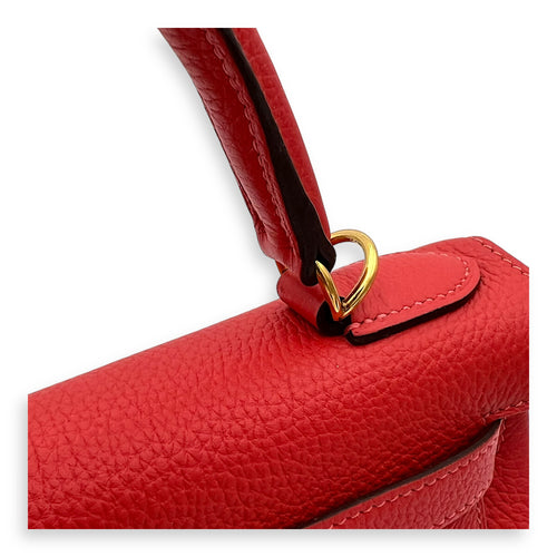 Hermès Kelly Rouge Pivoine in Togo, Gold hardware_8